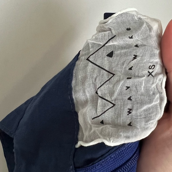 AWAVEAWAKE Midi Apron Navy Blue Dress XS - Picture 6 of 7